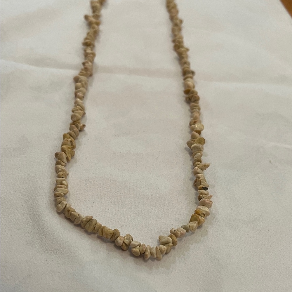 Natural Stone Beaded Necklace - Tan